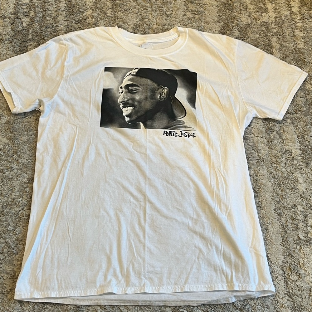 Poetic Justice Tupac size L mens white Tee shirt T shirt short sleeves